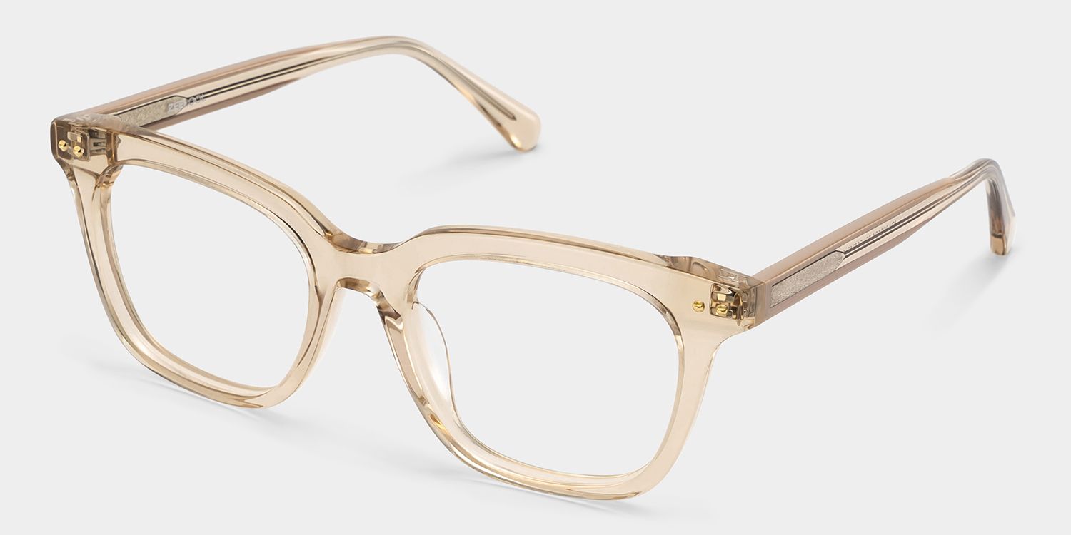 Angela Beige Clear Rectangle Glasses Frames | ZEELOOL4