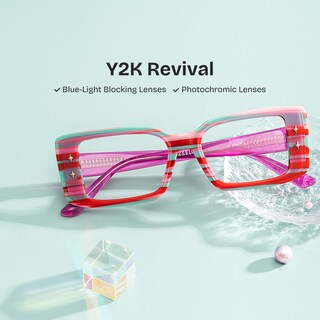 Gleam Rectangle Red Glasses0