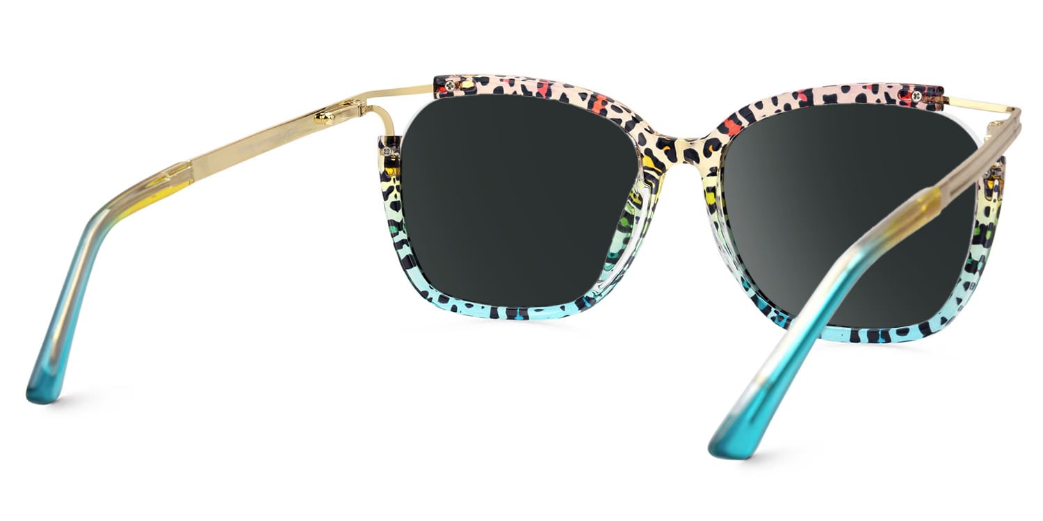 Sidibe Square Blue Leopard Glasses3