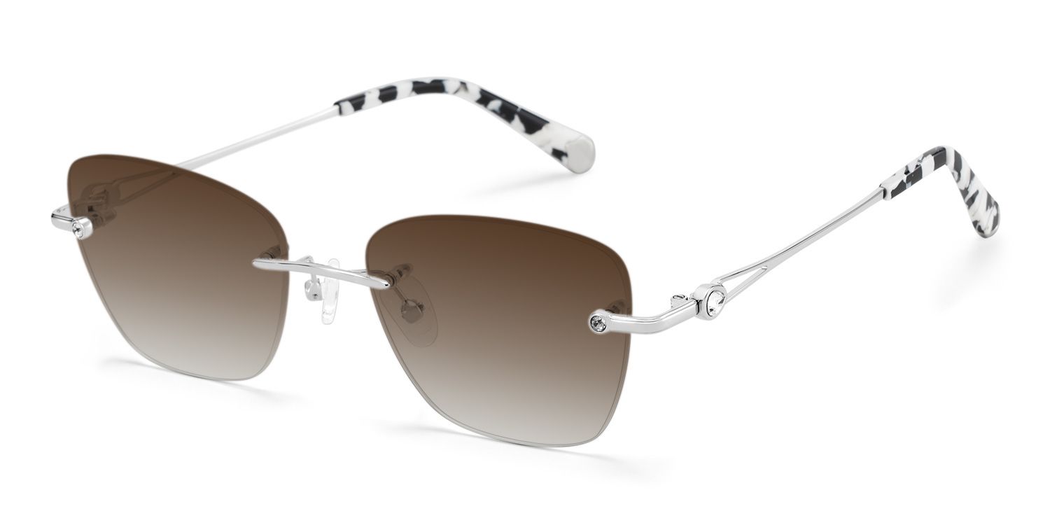 Seth Rectangle Silver Prescription Sunglasses | ZEELOOL