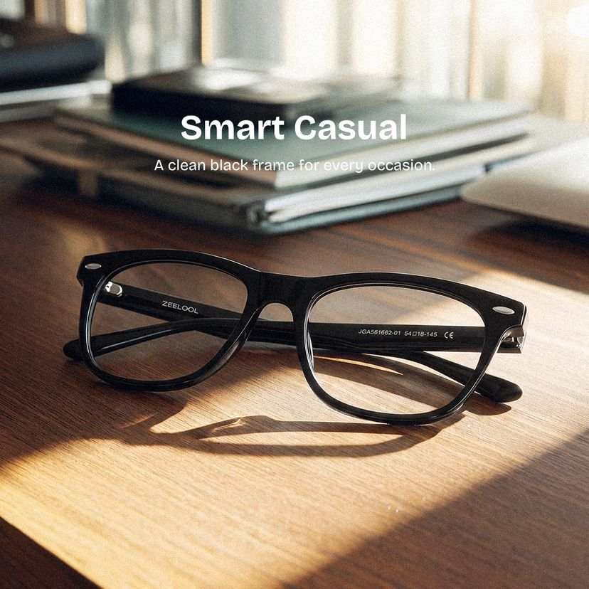 Atlas Black Rectangle Glasses