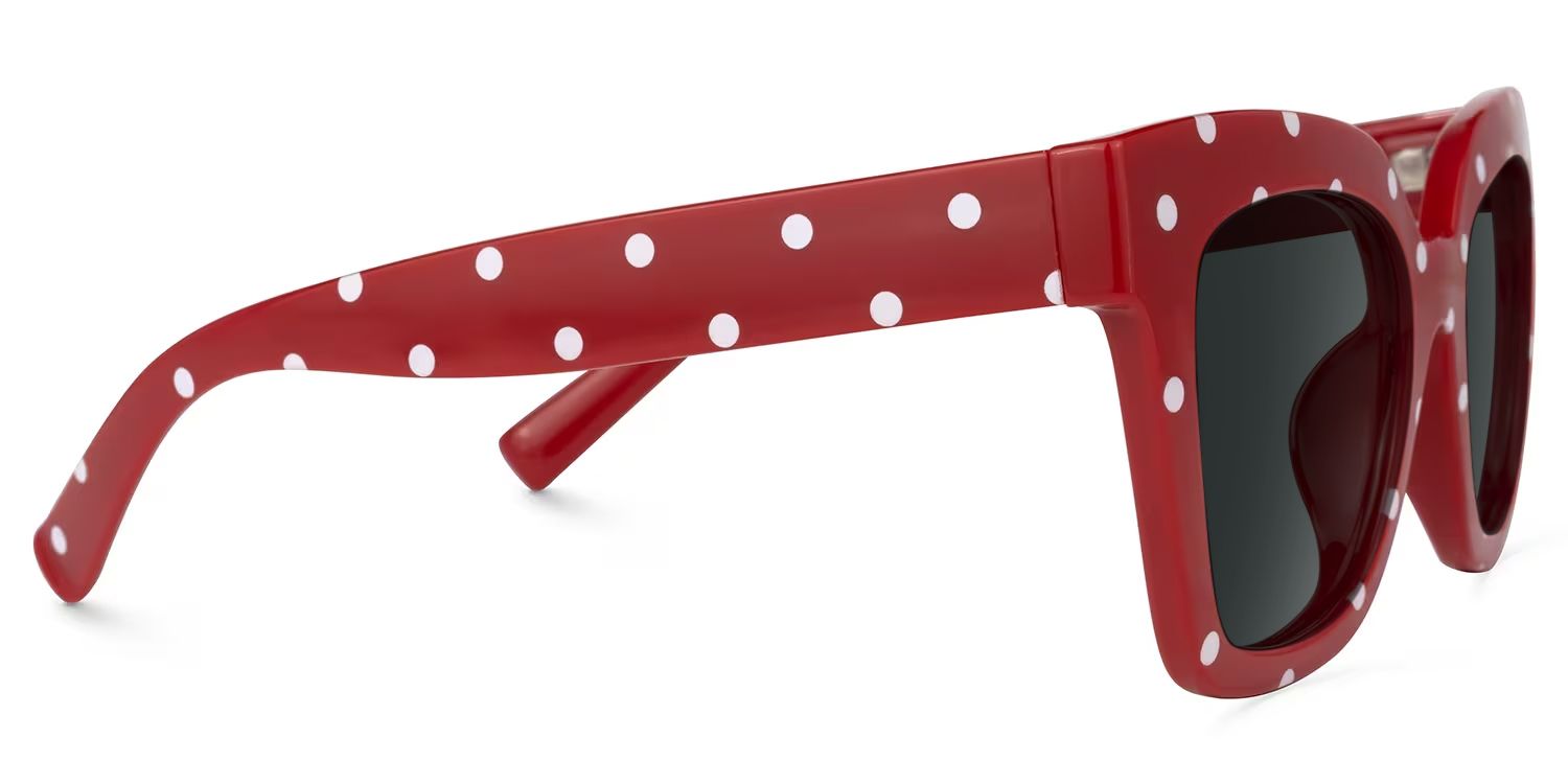 Malcolm Square Red Polka Dot Frame Sunglasses | Zeelool2