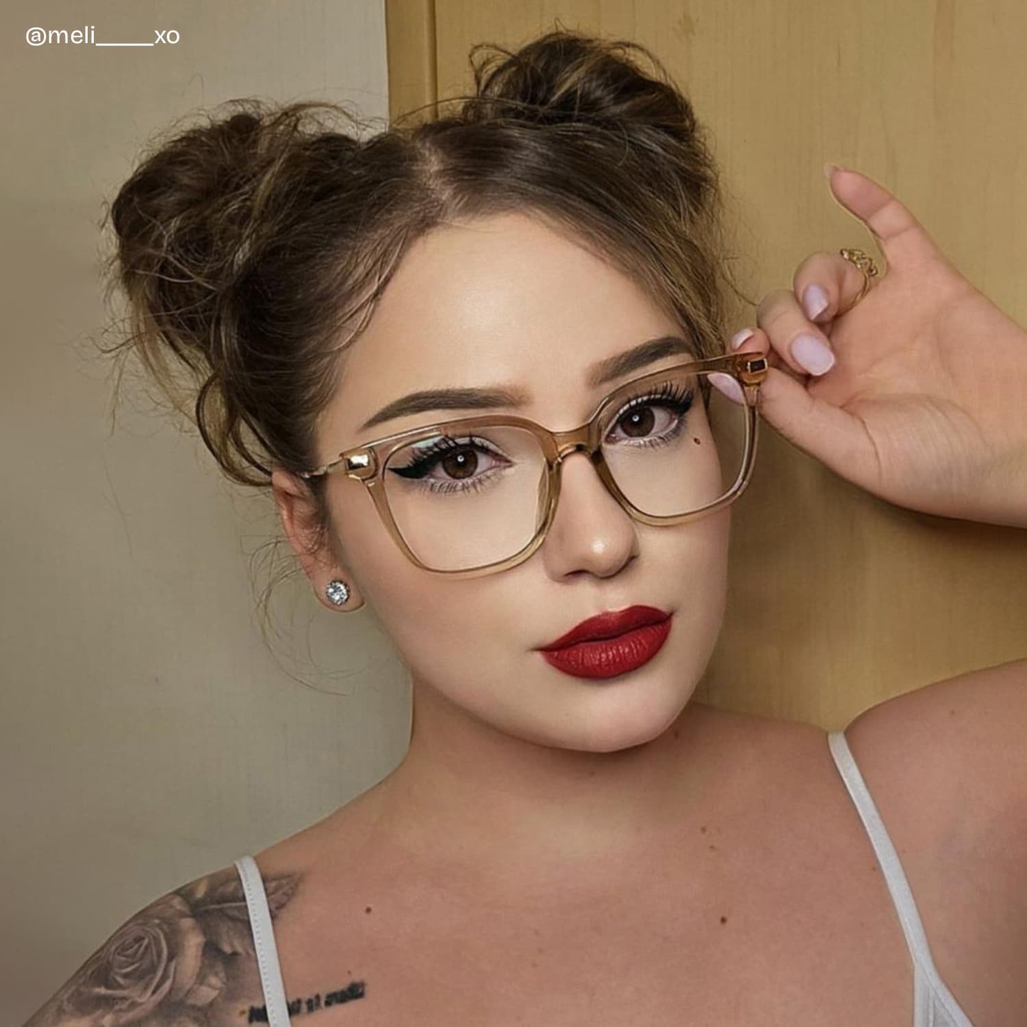 Jacqui Square Champagne Eyeglasses and Crystal Frame