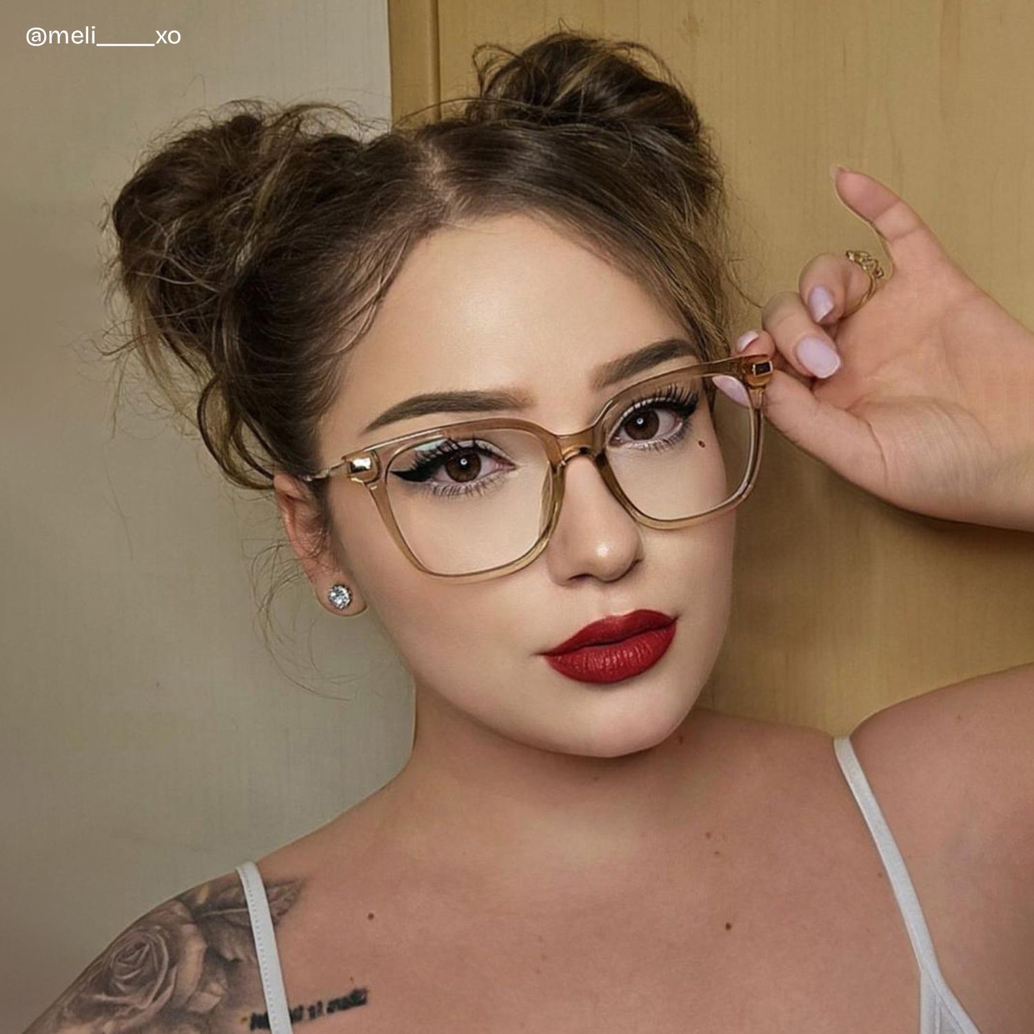 Jacqui Square Beige Eyeglasses and Clear Frame9