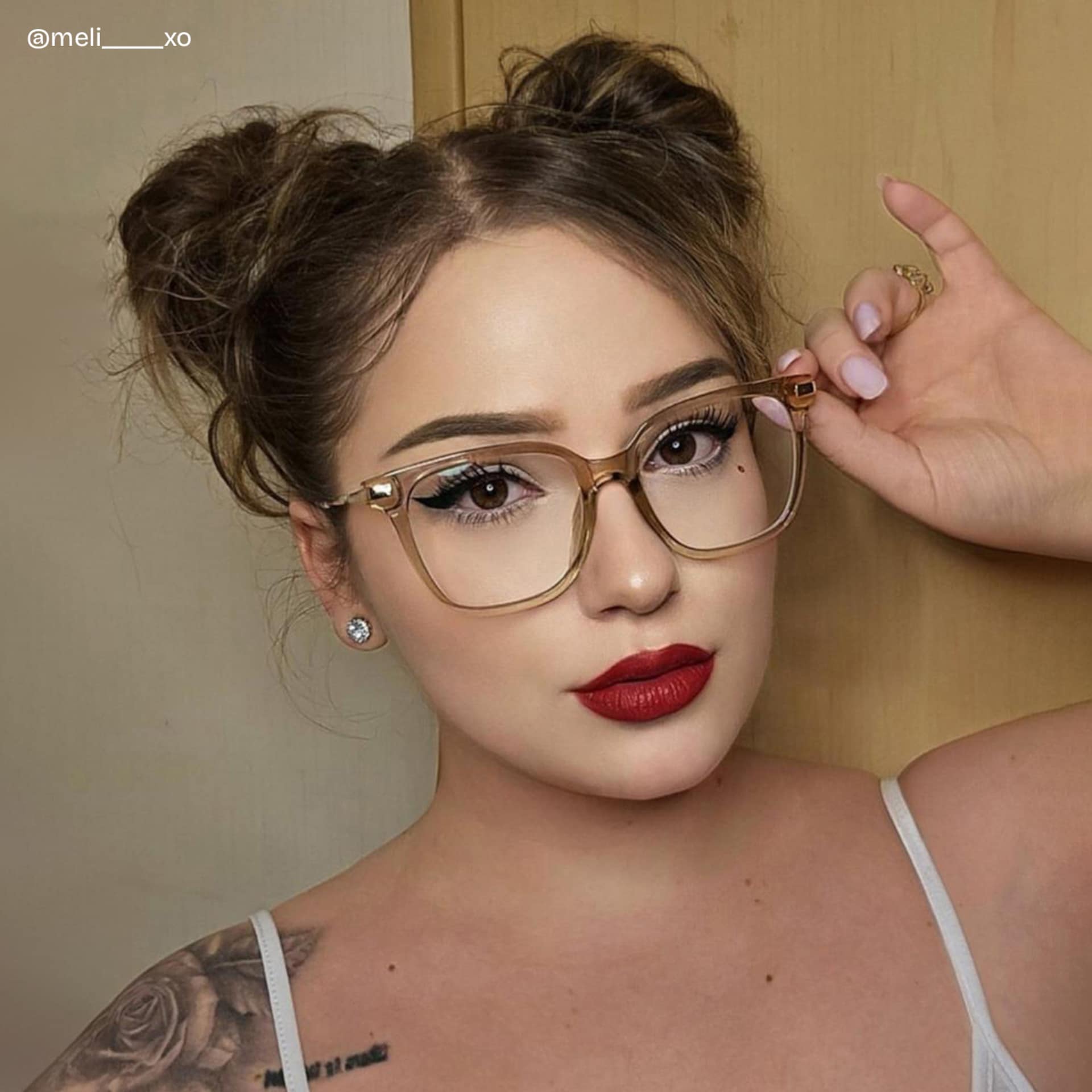 Jacqui Square Champagne Eyeglasses and Crystal Frame9