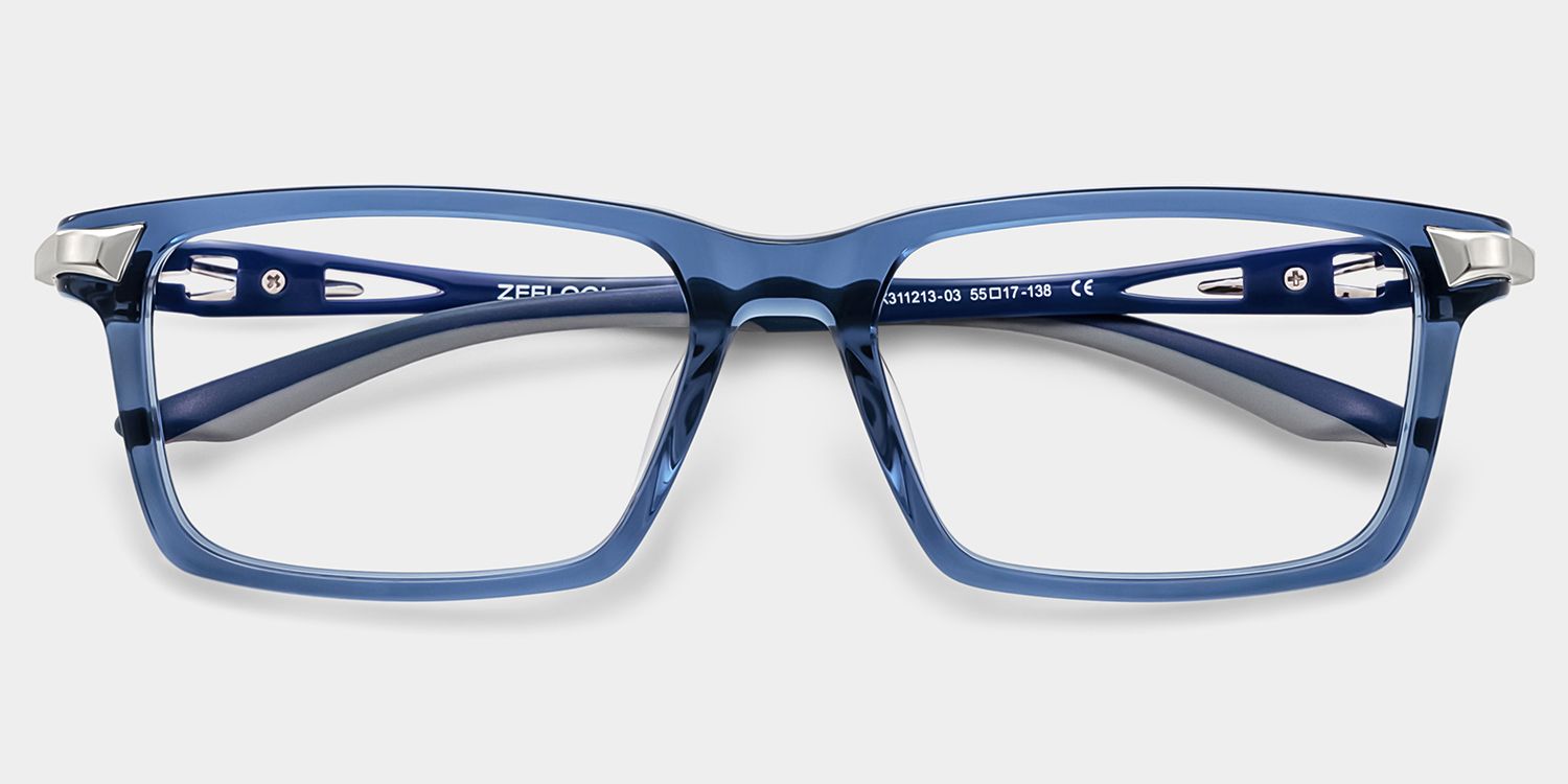 Orion Blue Rectangle Eyeglasses for Men | ZEELOOL1