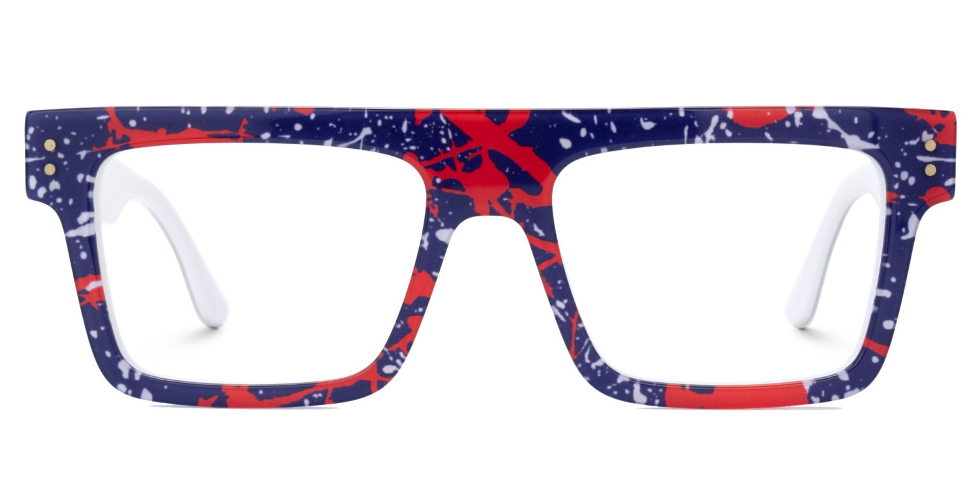 Daciana Rectangle Red and Blue Glasses Frames with Full Frame0