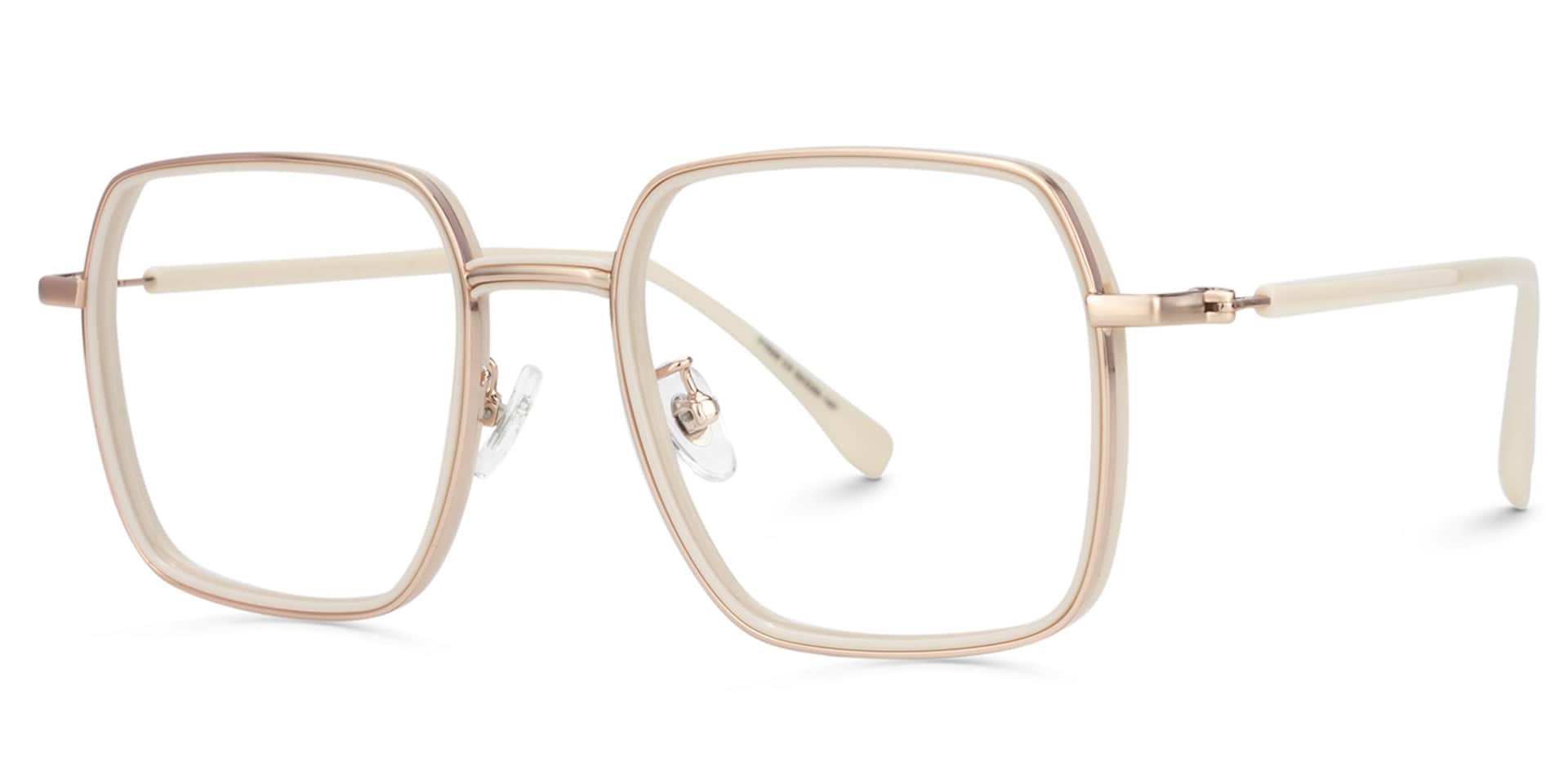 Moody White Square Prescription Glasses | Zeelool3