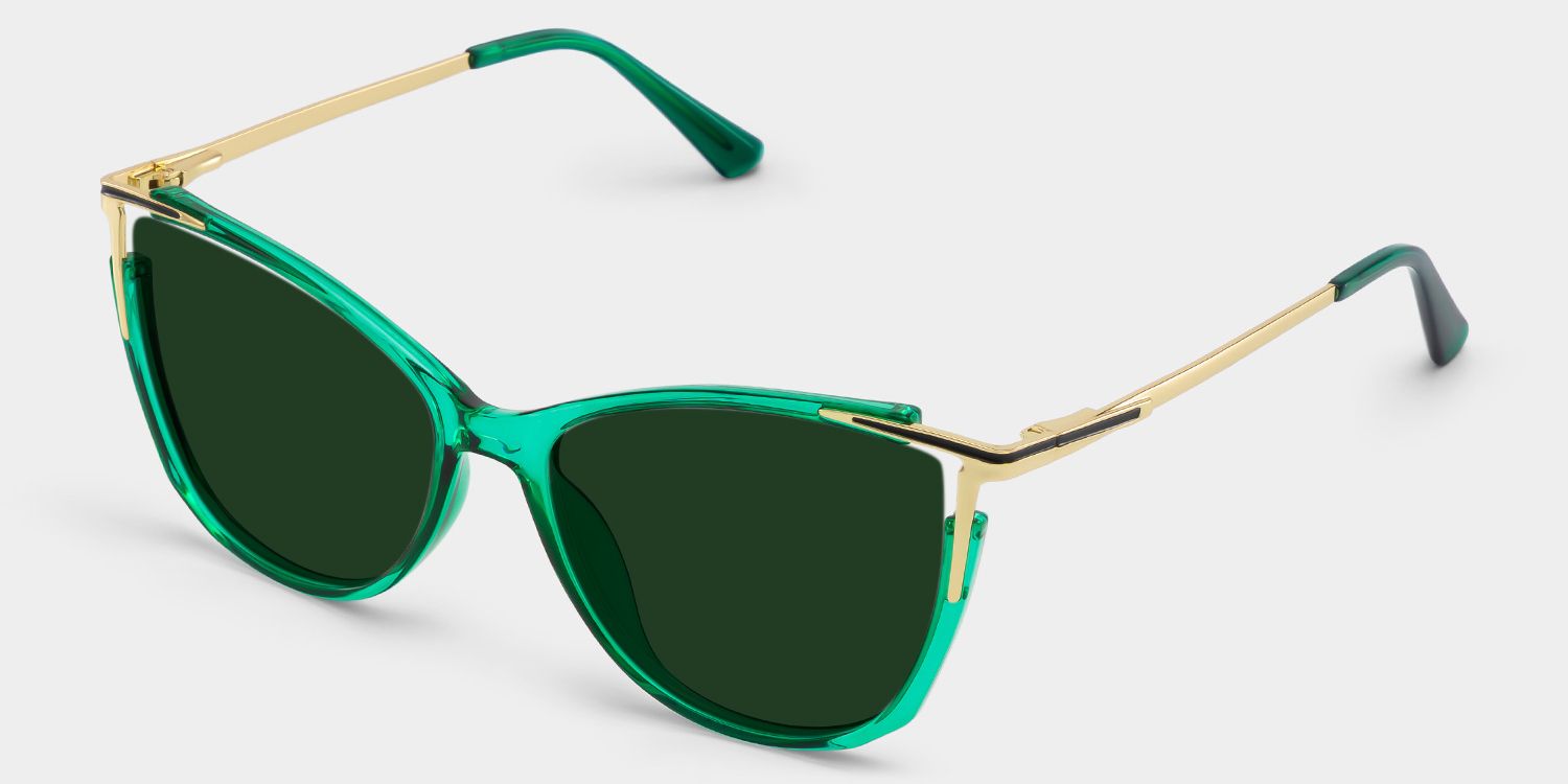 Yomary Cat Eye Style Green Frame Sunglasses | ZEELOOL2