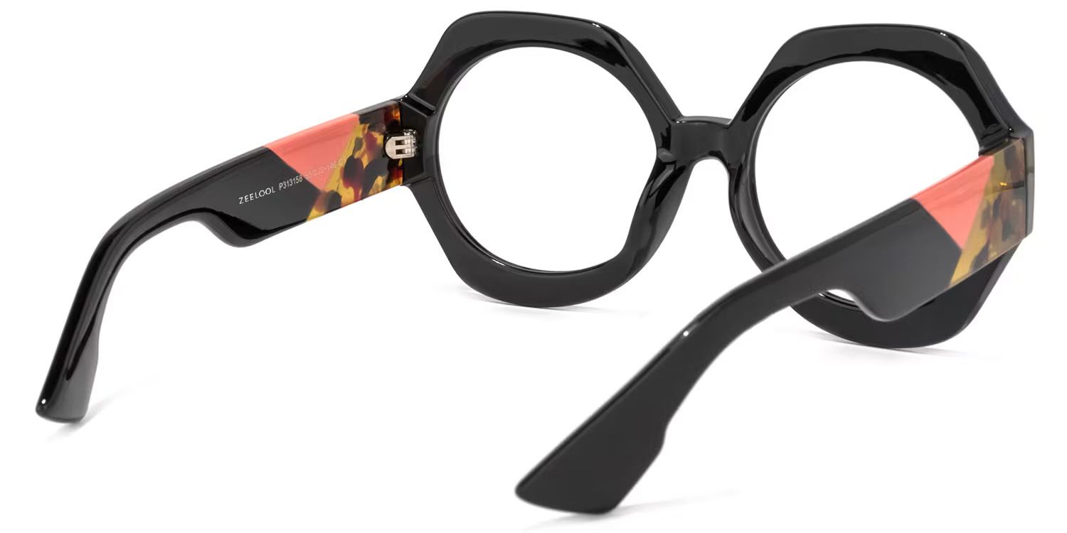 Geoffrey Geometric Thick Black Frame Glasses | ZEELOOL4