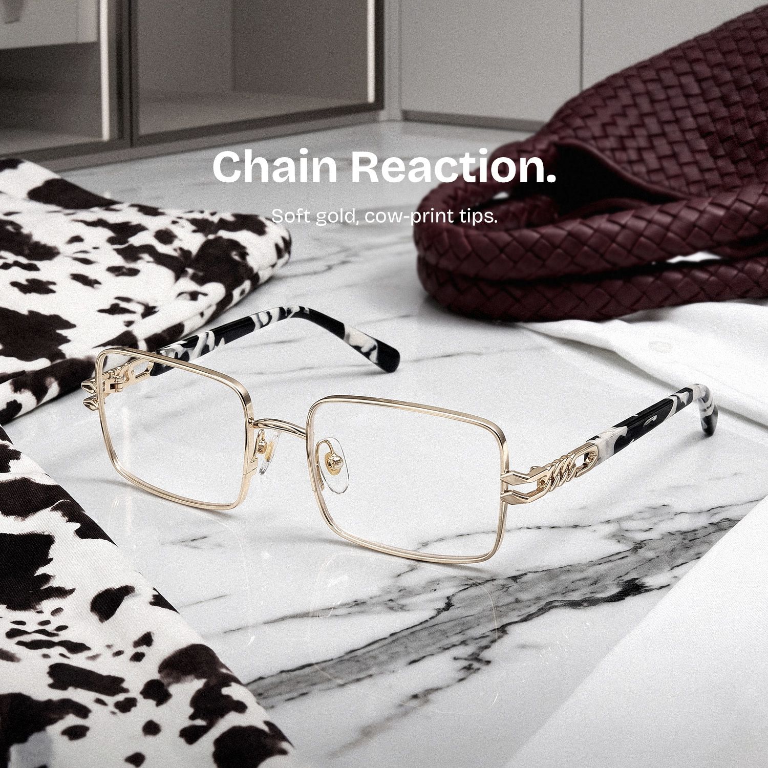 Olivia Light Gold Rectangle Glasses | ZEELOOL0
