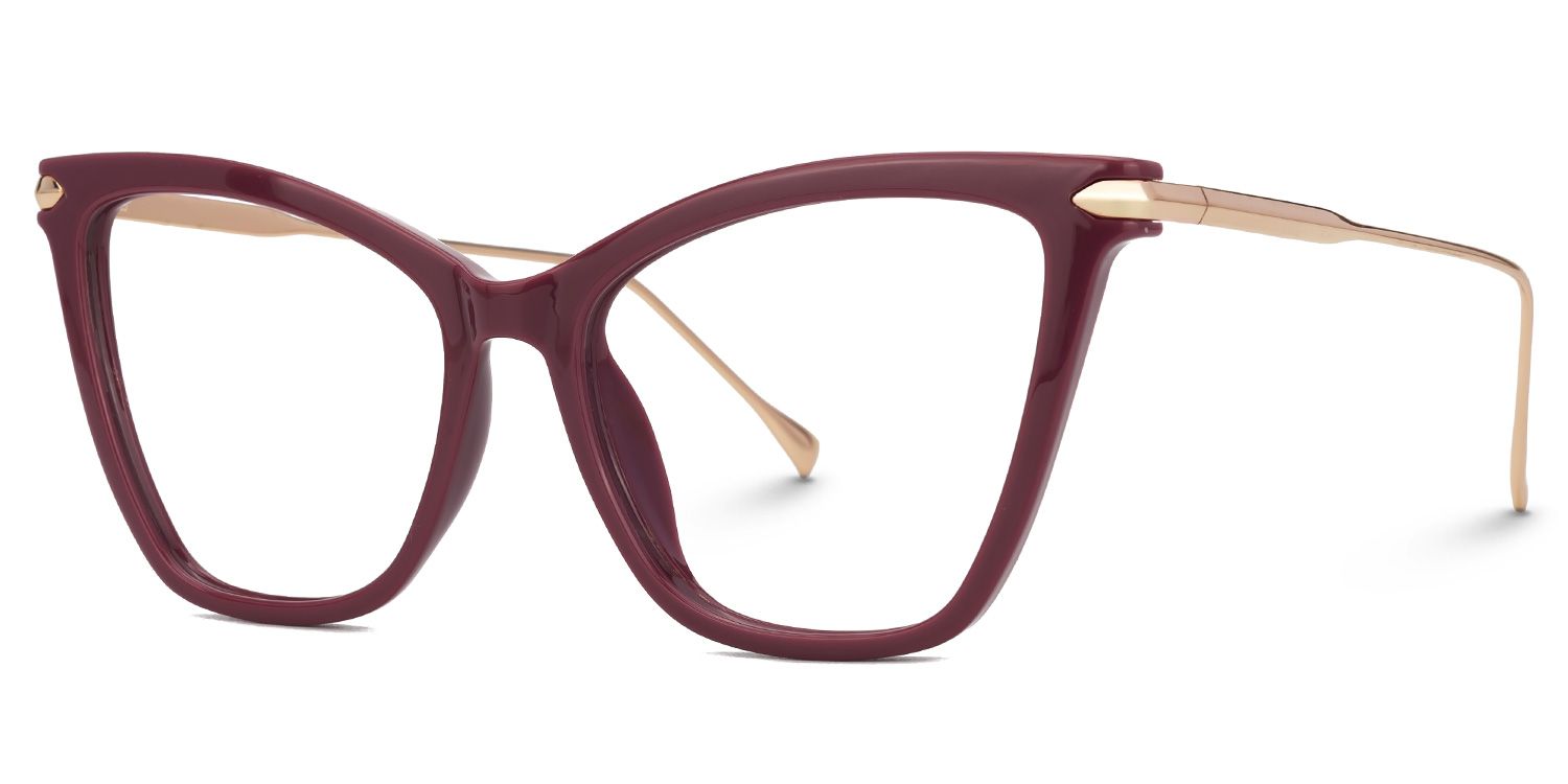 Hilary Butterfly Dark-Red Glasses with Thin Frames1