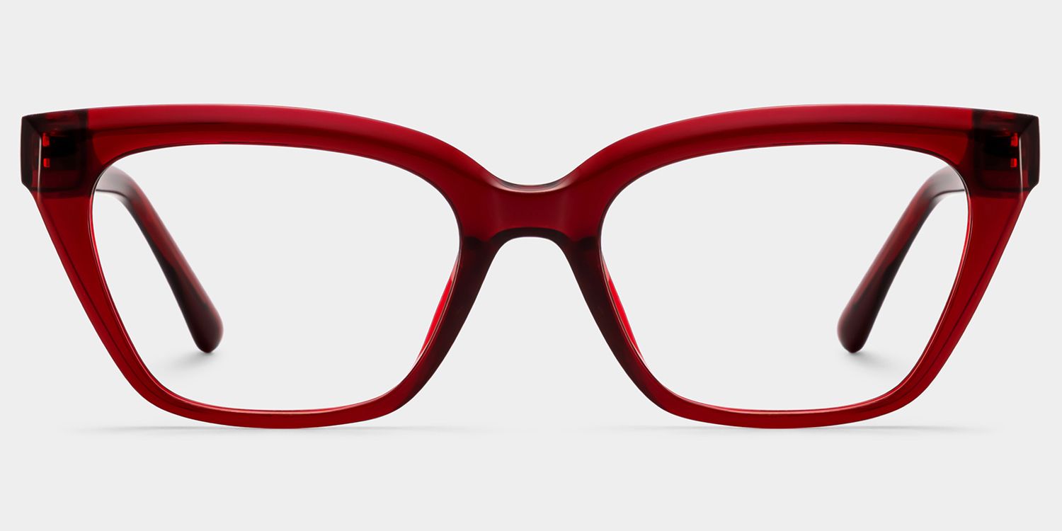 Quincy Cat eye Red Frame Eyeglasses | ZEELOOL1