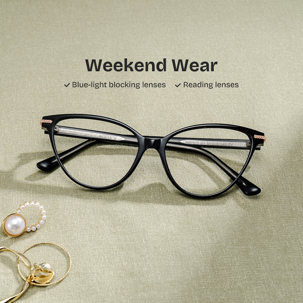 Jagger Cat-Eye Black Glasses