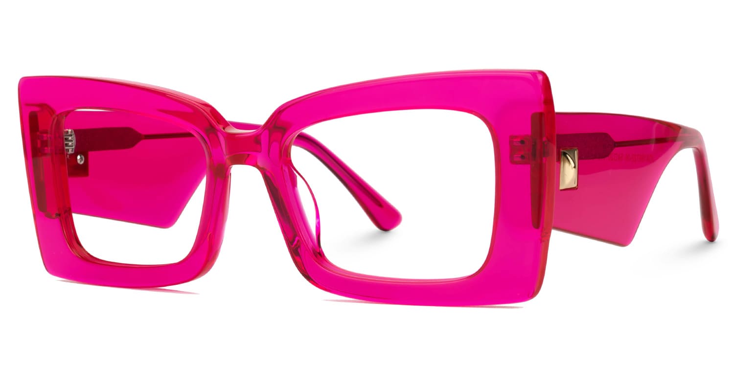 Mitia Rectangle Neon-Pink Glasses1