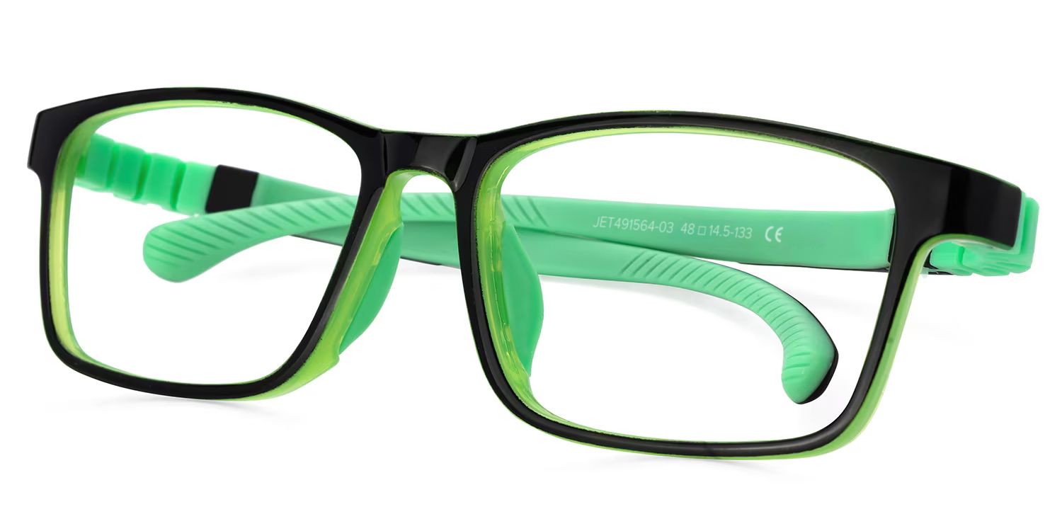 Arddin Rectangle Green Frame Eyeglasses for Tweens2