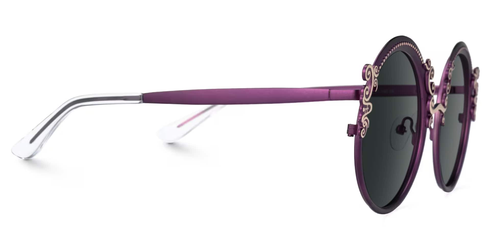 Nelida Designer Sunglasses in Round Purple Frame2