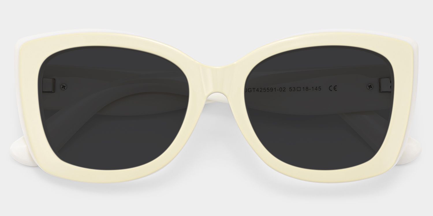 Rosie Cream Thick White Butterfly Frame Sunglasses | ZEELOOL1