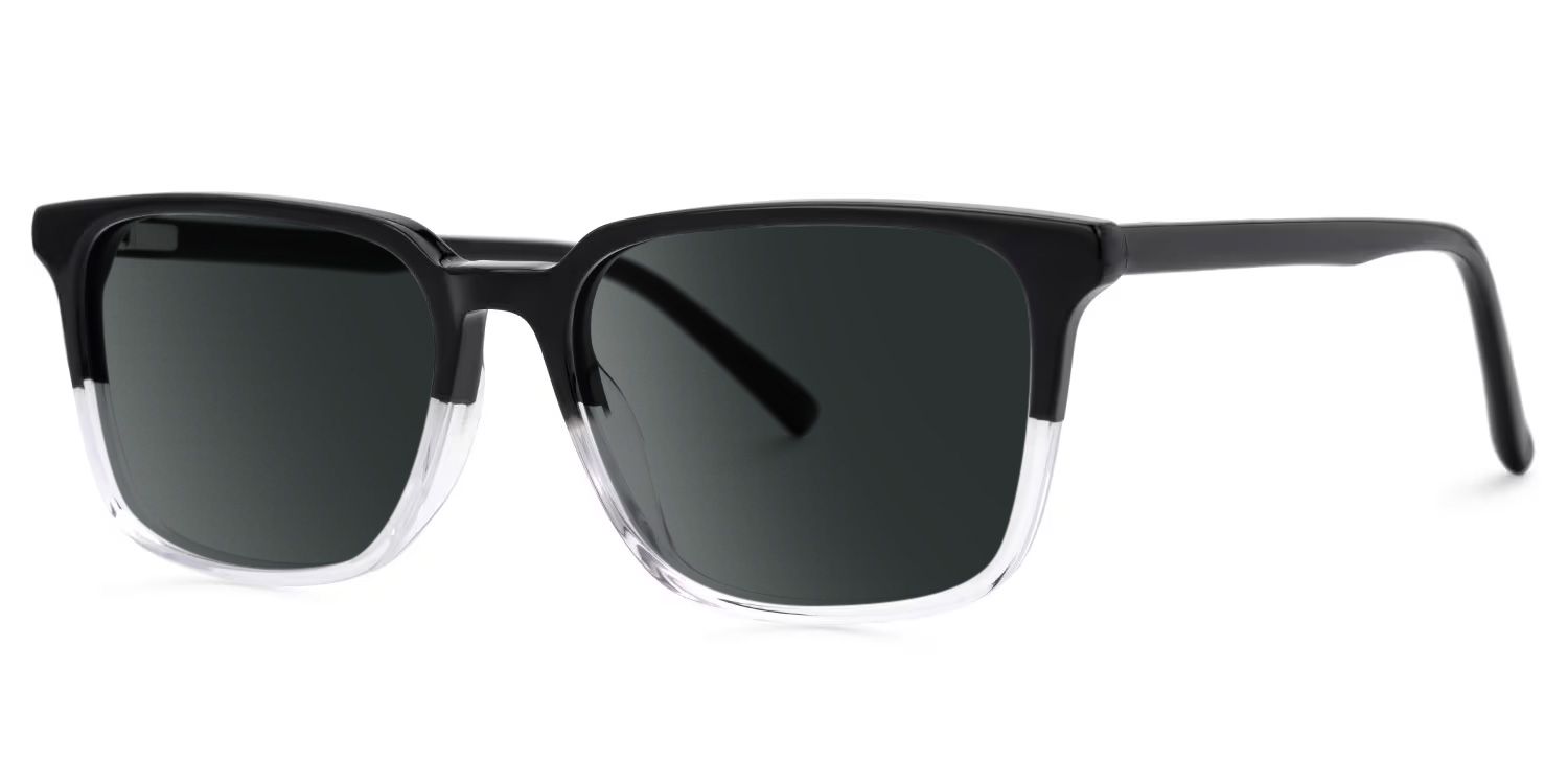 Barnhill Acetate Square Black-Clear Frame Sunglasses | Zeelool1