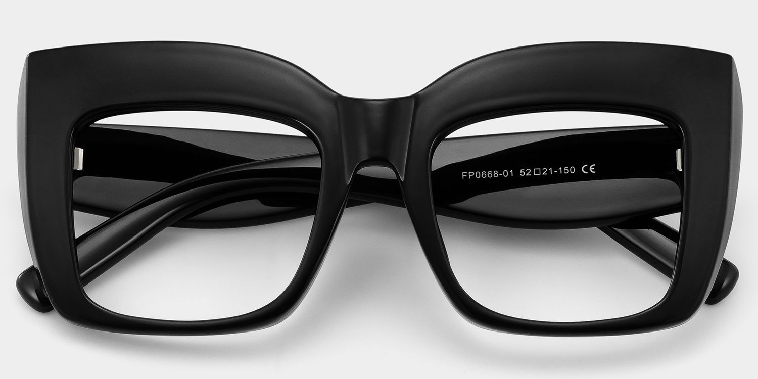 Alberta Cat Eye Black Oversized Thick Frame Glasses1