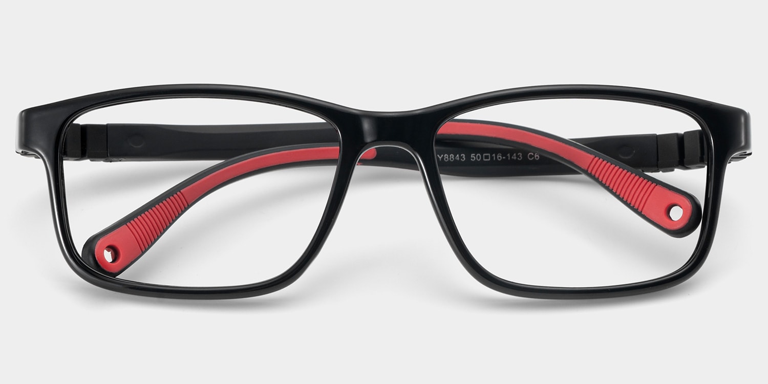 Clay Rectangle Black Red Glasses