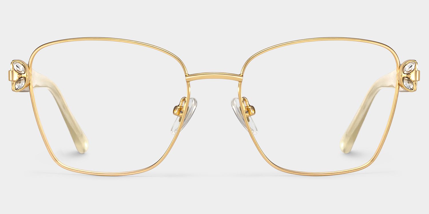 Rectangle Gold Eyeglasses- Ellie Metal Frame Glasses1