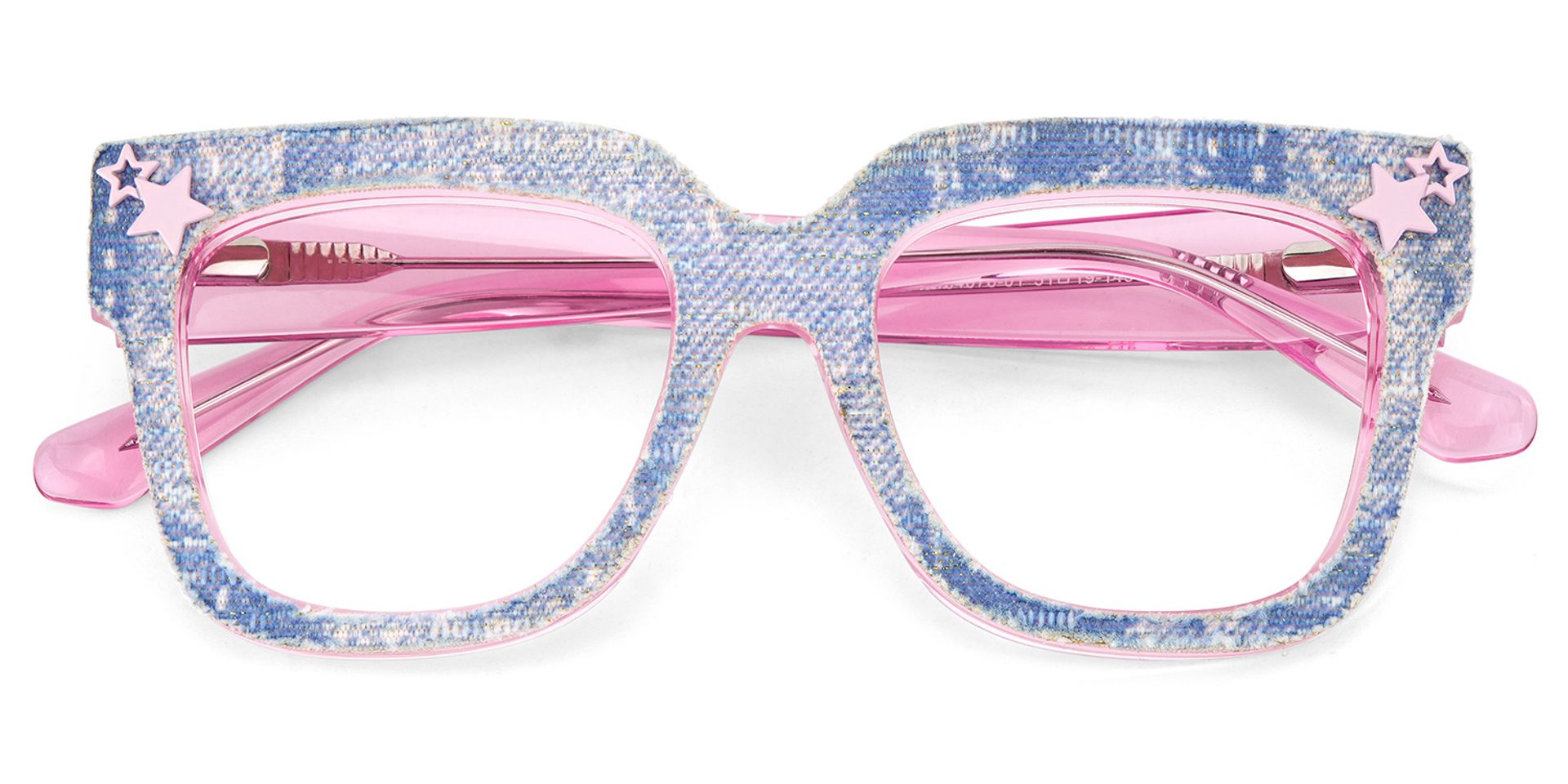 Teresita Thick Blue Denim Glasses in Square Design | Zeelool2