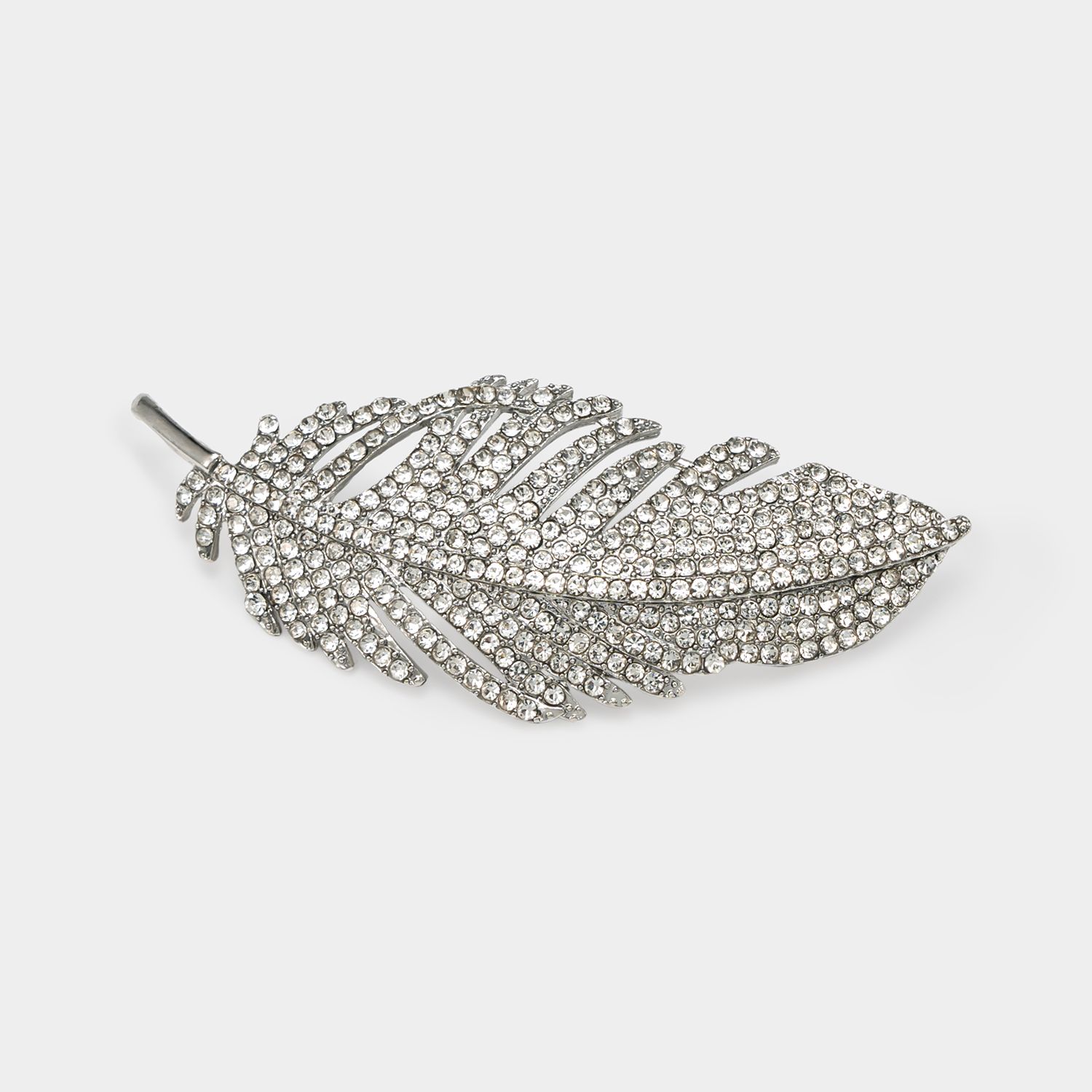 Full Rhinestone Classic Feather Brooch1