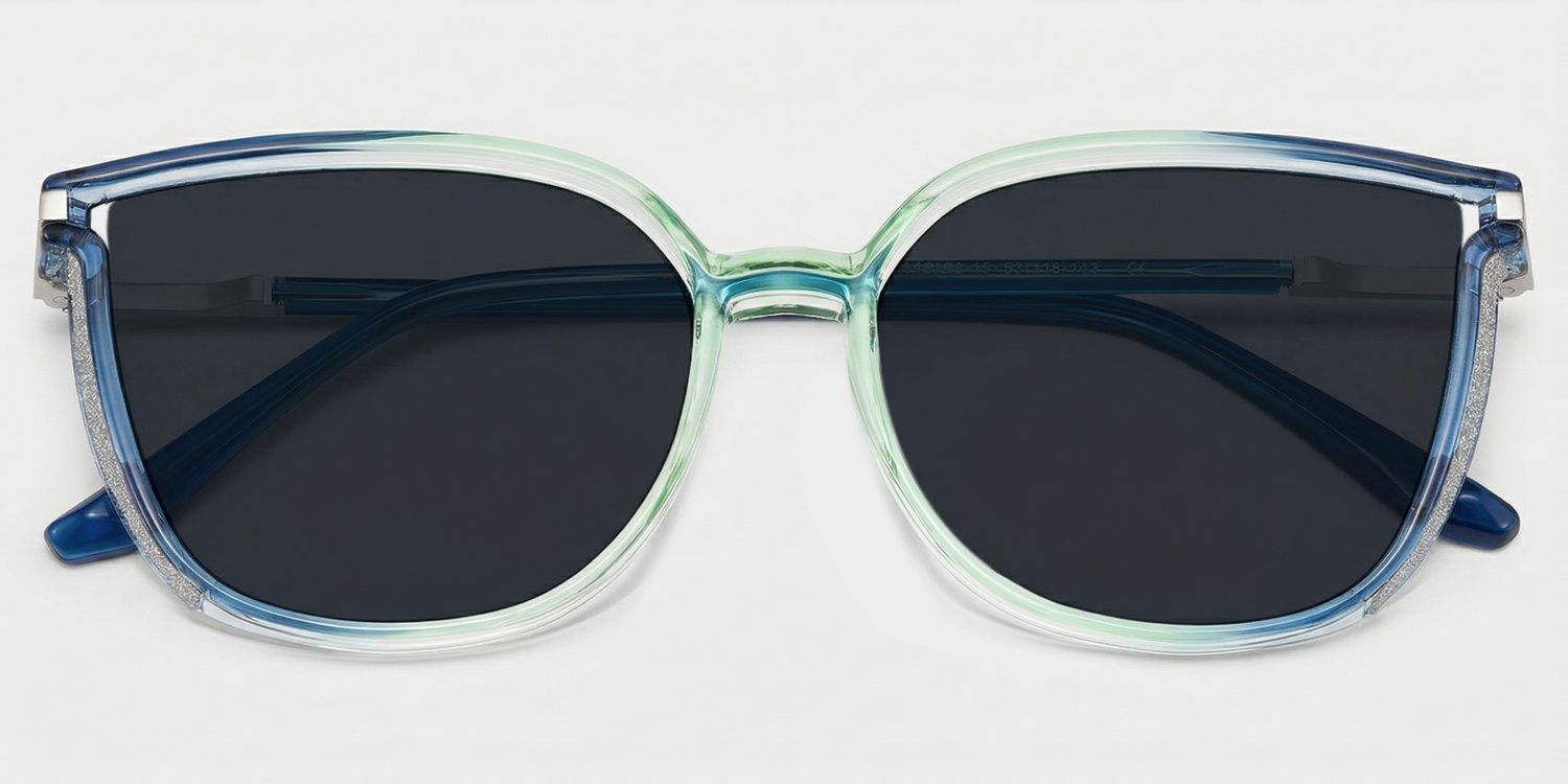 Rodz Square Blue-Green Prescription Sunglasses | ZEELOOL