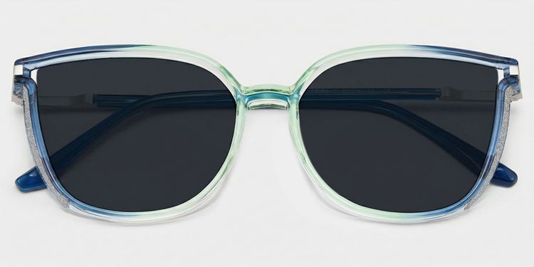 Rodz Blue-Green Square Sunglasses