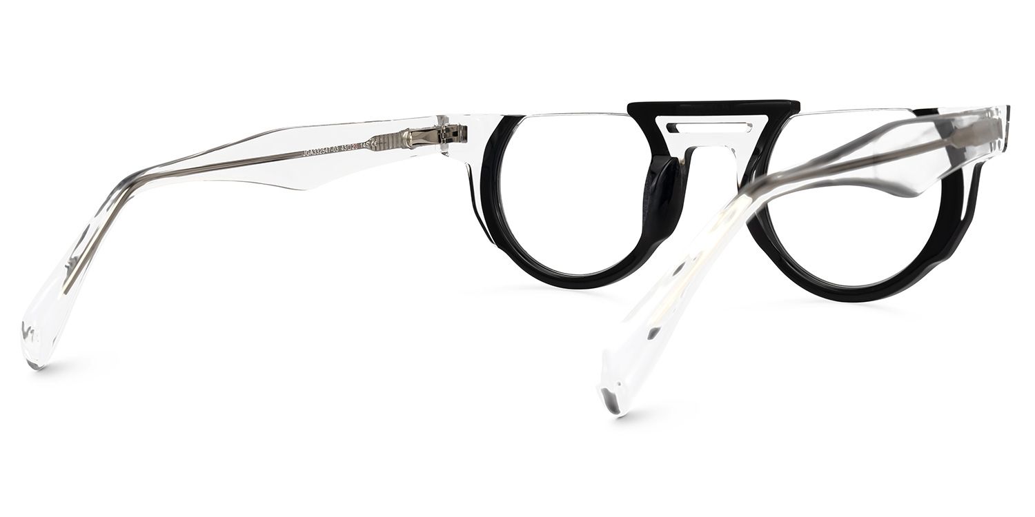 Mastin Round Black Eyeglasses and Half Frames3