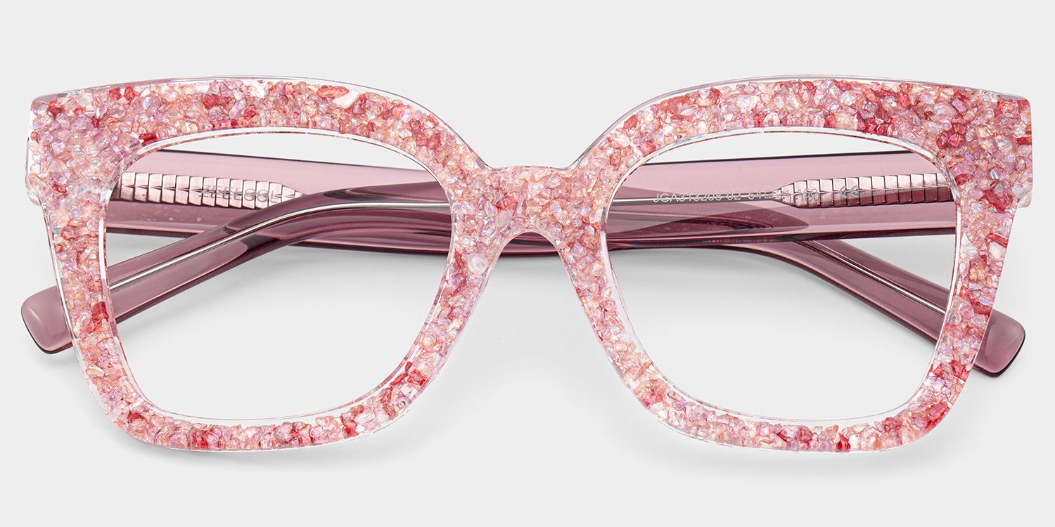 Renata Square Pink Glitter Glasses Frames for Women | ZEELOOL4
