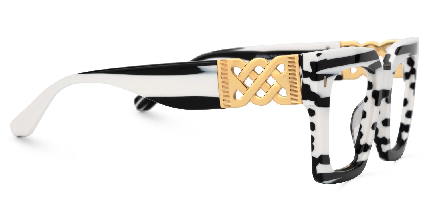 Cummings Square Black and White Striped Frame Glasses3