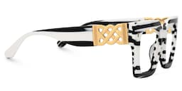 Cummings Square Black-White Striped Glasses3