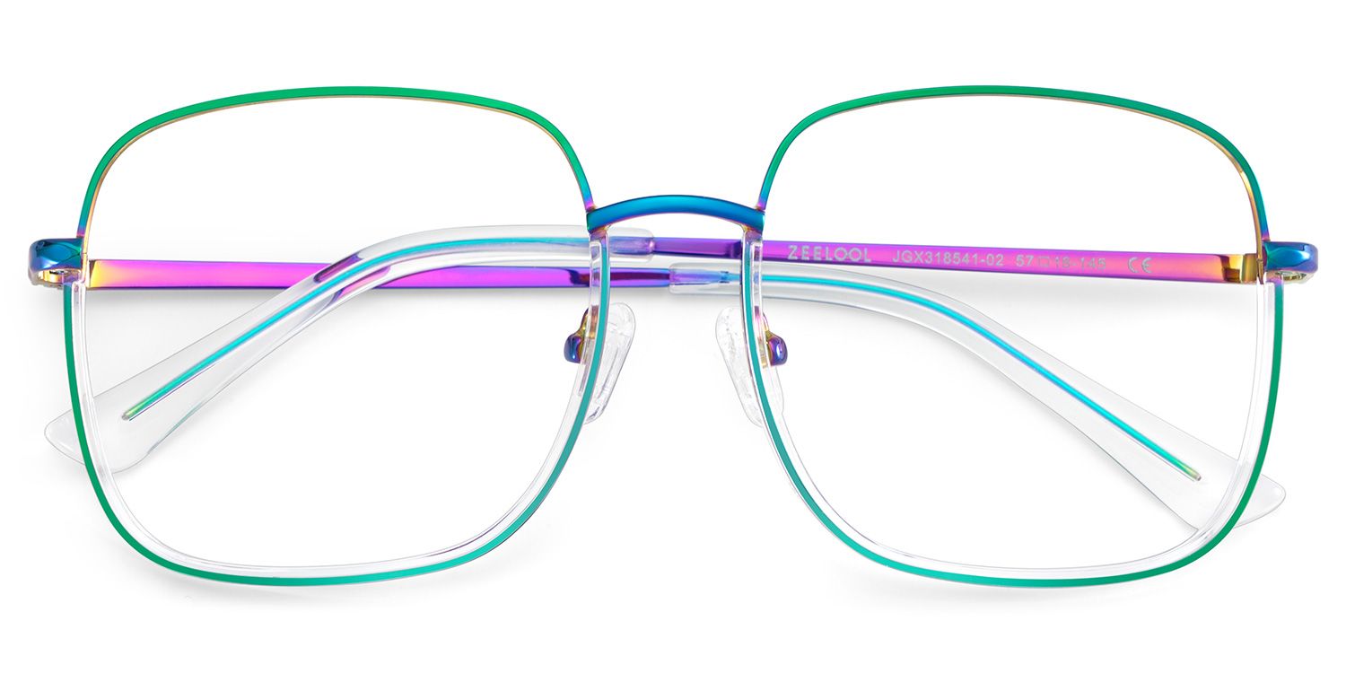 Wade Square Iridescent Color Frame Glasses for Women | Zeelool2