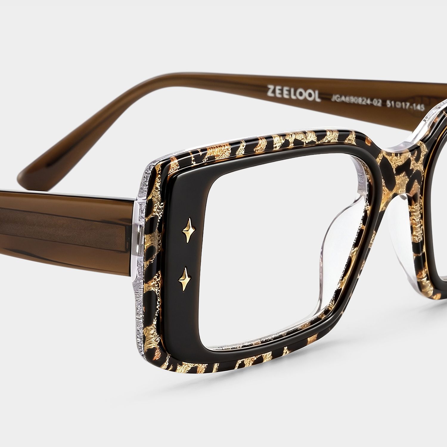 Women's Rectangle Eyeglasses Frames With Leopard Color5