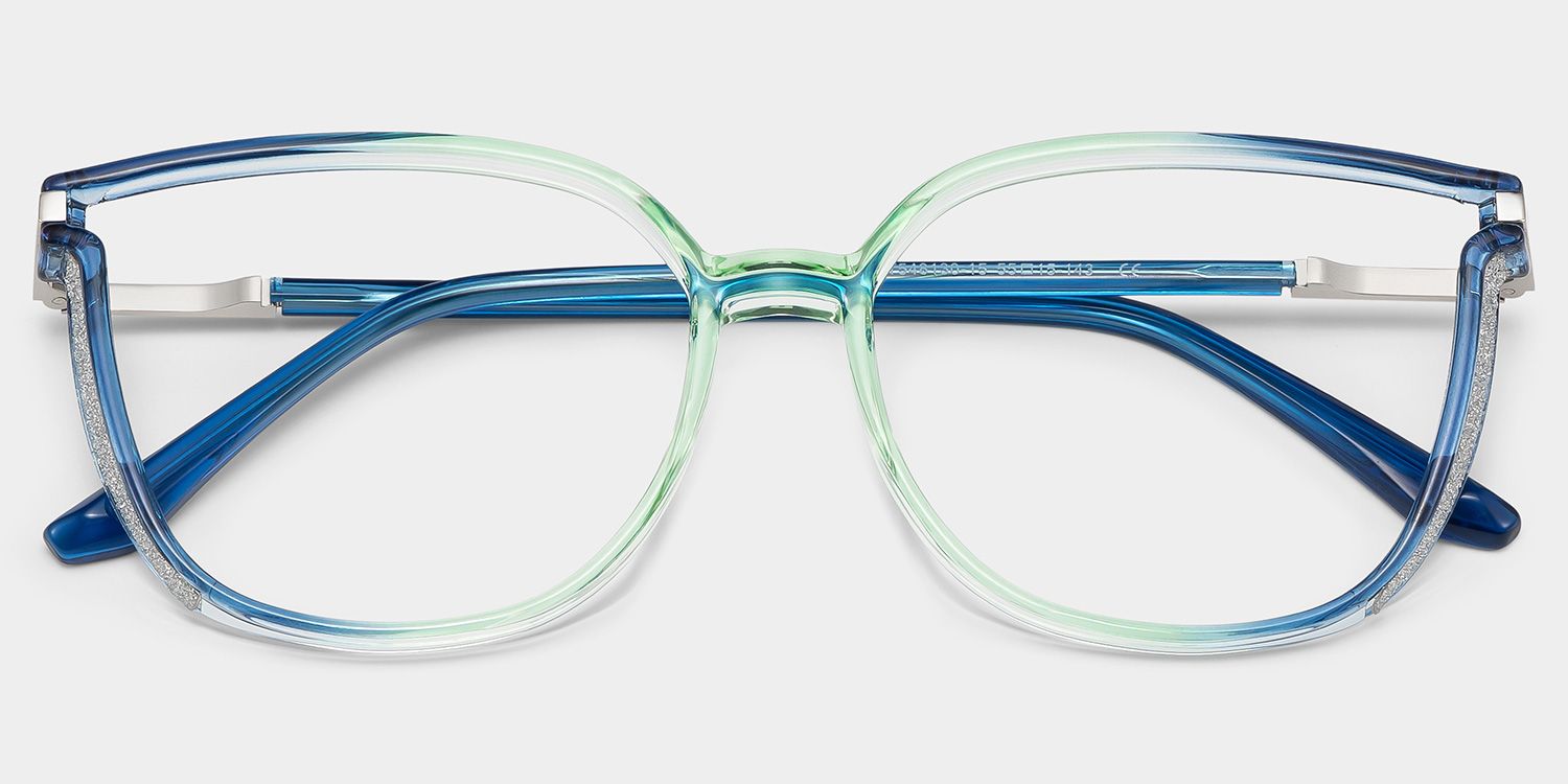Rodz Square Blue-Green Prescription Glasses and Frames1