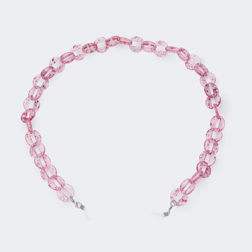 Pink Round Glitter Eyeglasses Chains