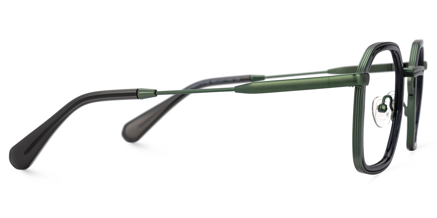Green Mixed-Materials Geometric Eyeglasses-Collette2