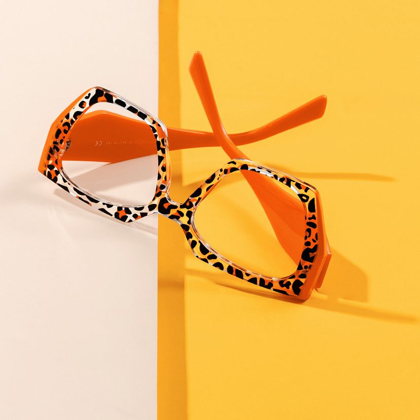 Sileidy Geometric Orange Tortoise Glasses