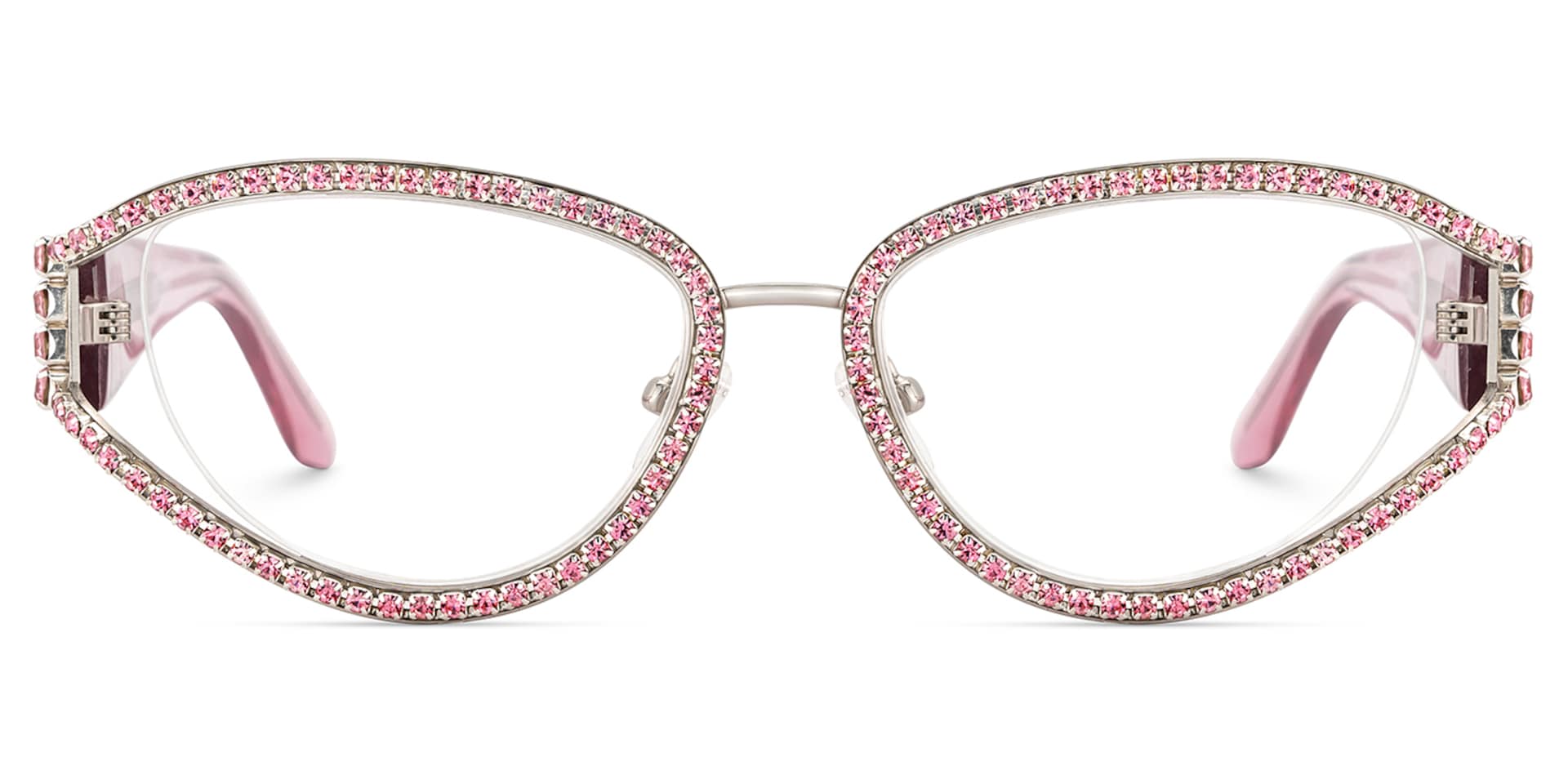 Ladies's Cat Eye Glasses With Shiny Pink Diamonds1