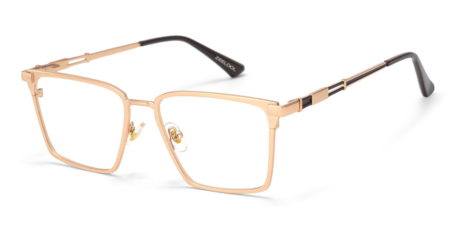 Finn Eyeglasses in Rectangle Gold Frame | Zeelool