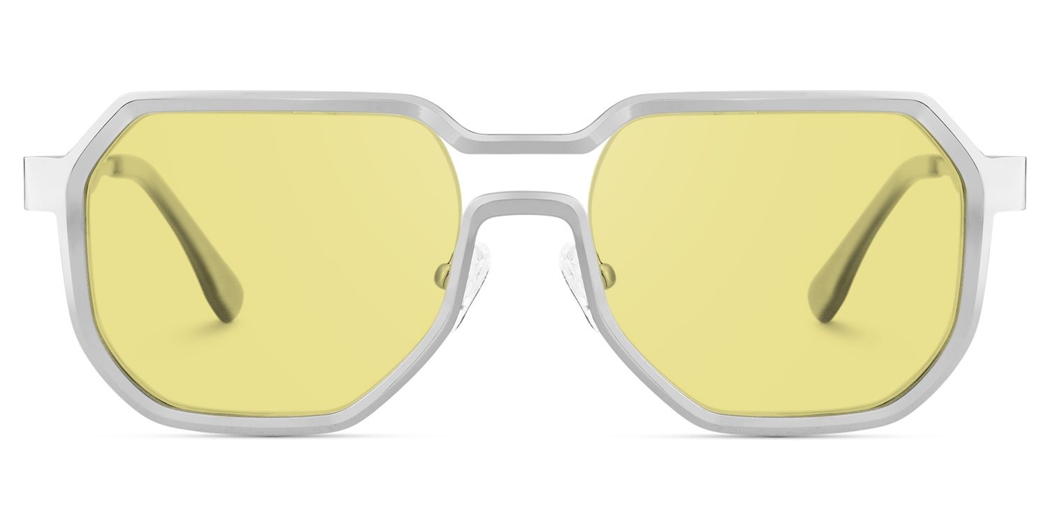 Hype Geometric Silver Sunglasses for Women & Men | ZEELOOL0
