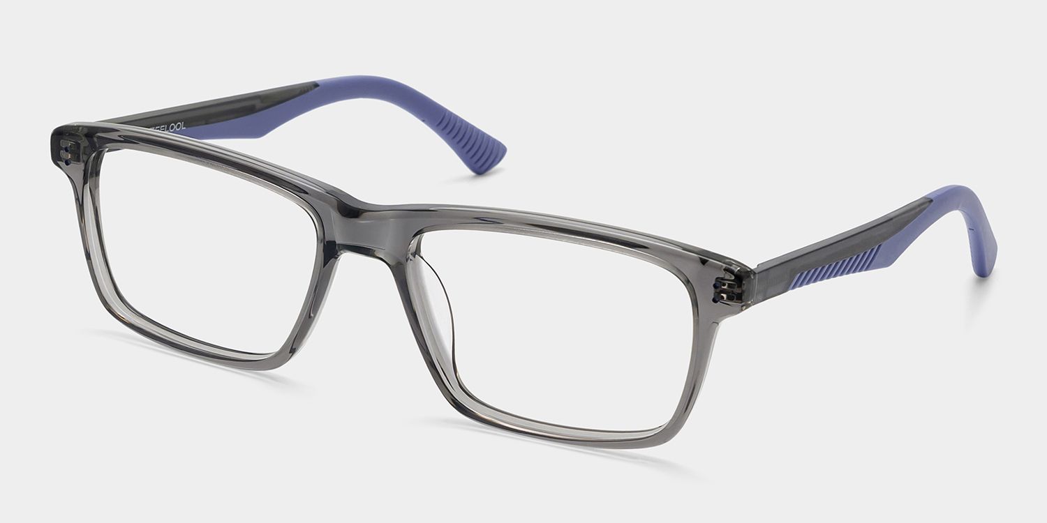 Bastian Gray Rectangle Mixed Frame Glasses for Men | ZEELOOL2