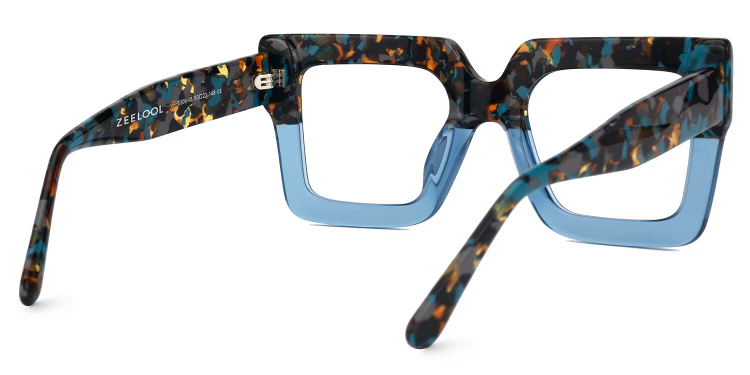 Brandon Blue Square Glasses with Chunky Acetate Frames3