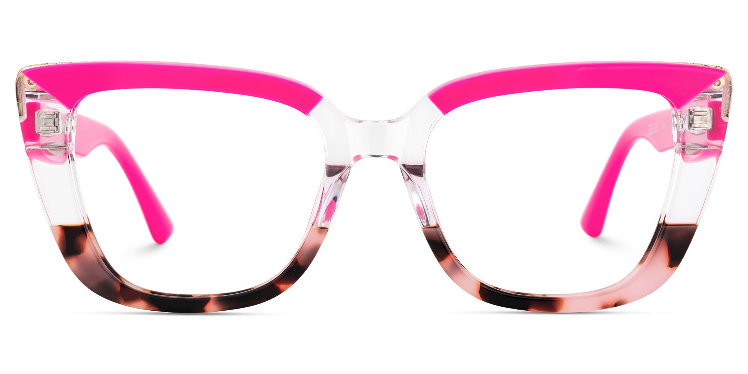 Neon Pink Rectangle Glasses Frames For Women1