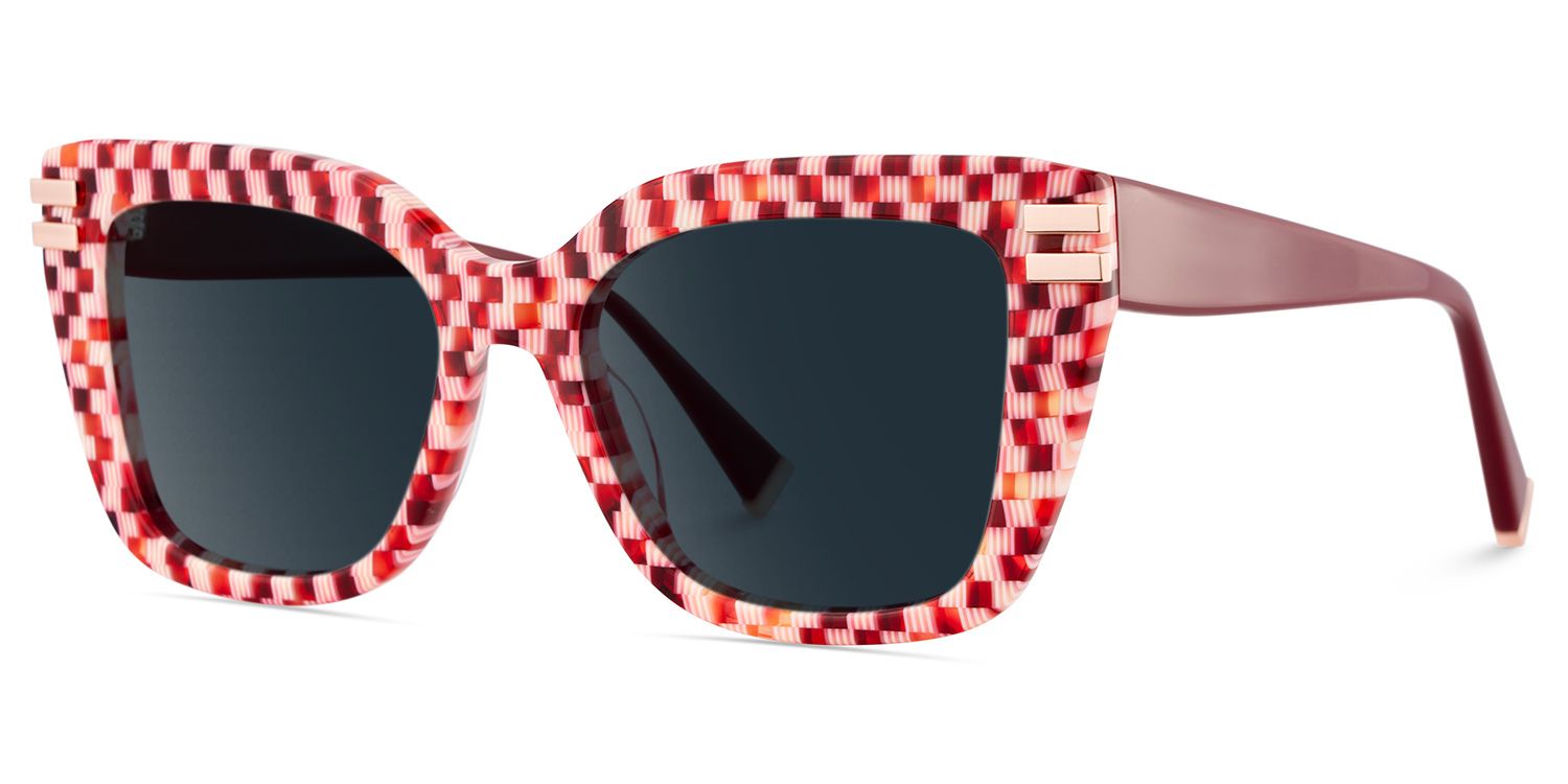 Red Plaid Glasses with Square Frames2