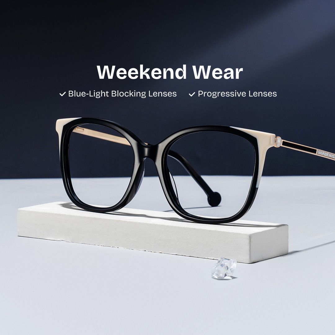 Nico Eyeglasses in Square Black White Frame | Zeelool0