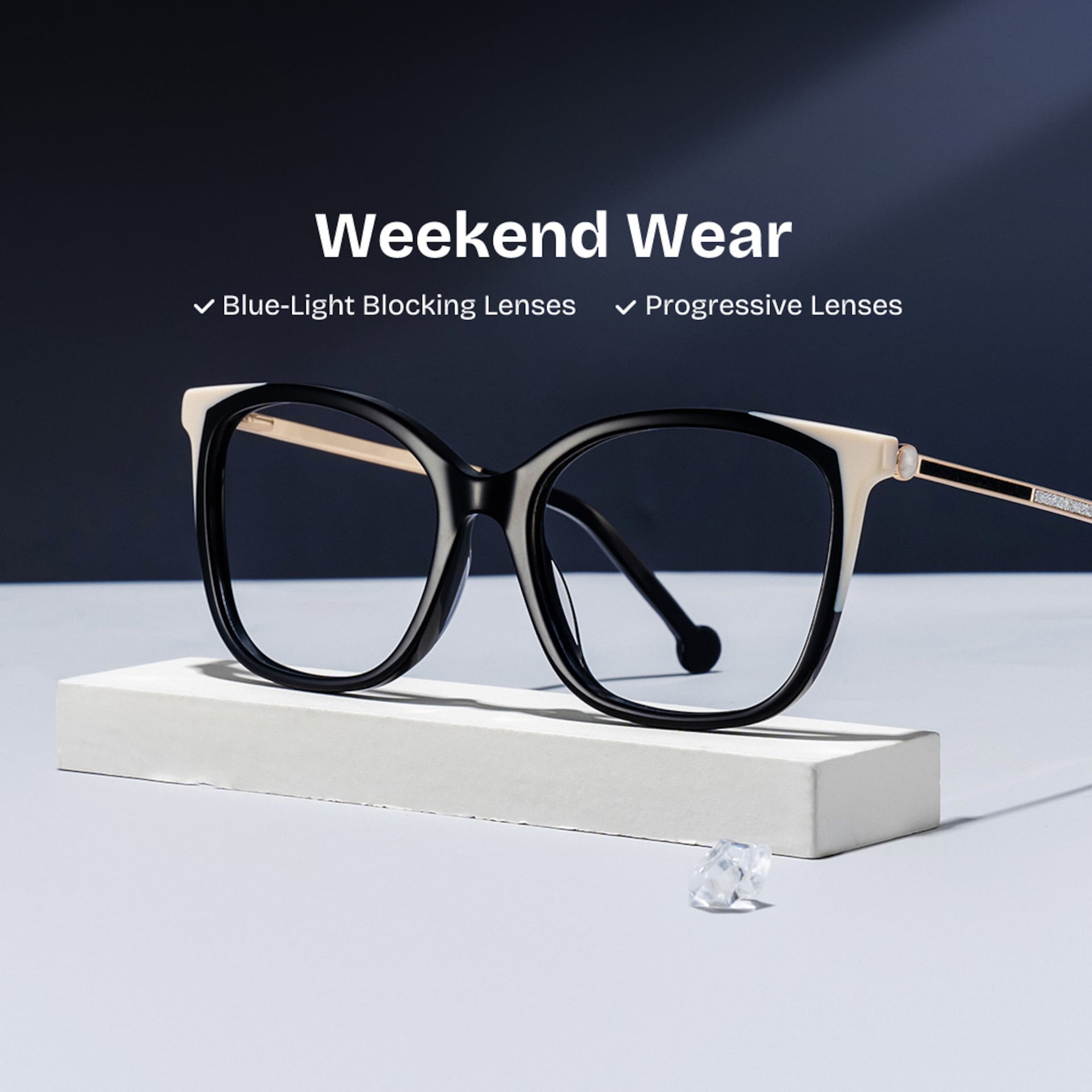 Nico Eyeglasses in Square Black White Frame | Zeelool0