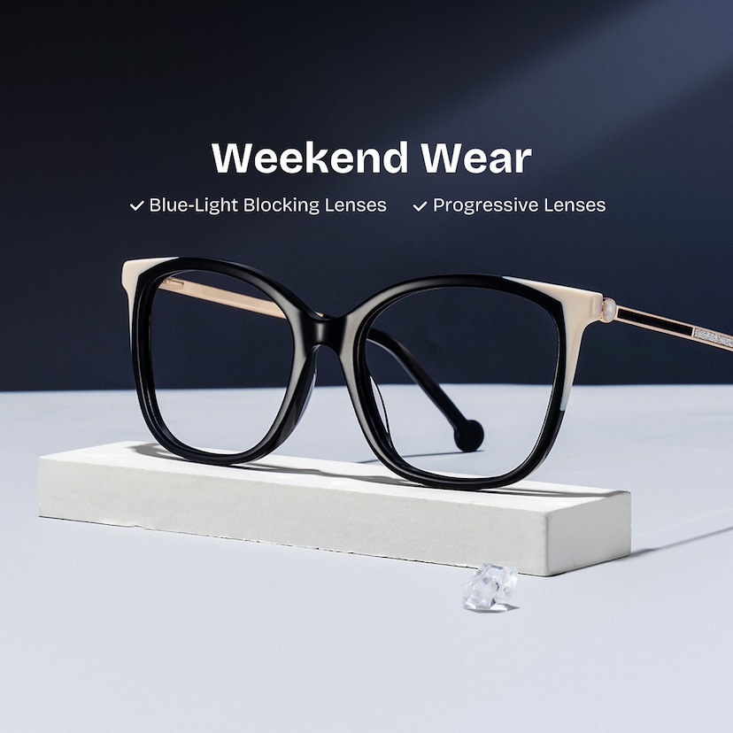 Nico Square Black White Glasses